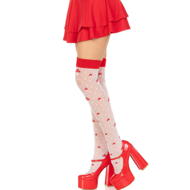 LEG AVENUE - MUSHROOM HIGH SOCKS RED/WHITE - My naughty haven #