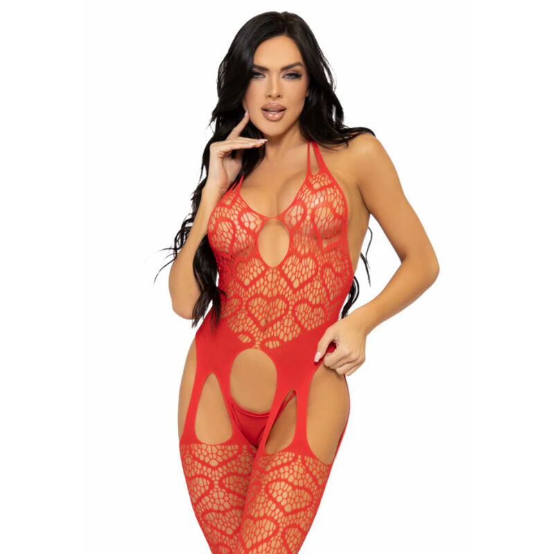 LEG AVENUE - NET BODYSTOCKING WITH STRAPS ONE SIZE - BLACK - My naughty haven #