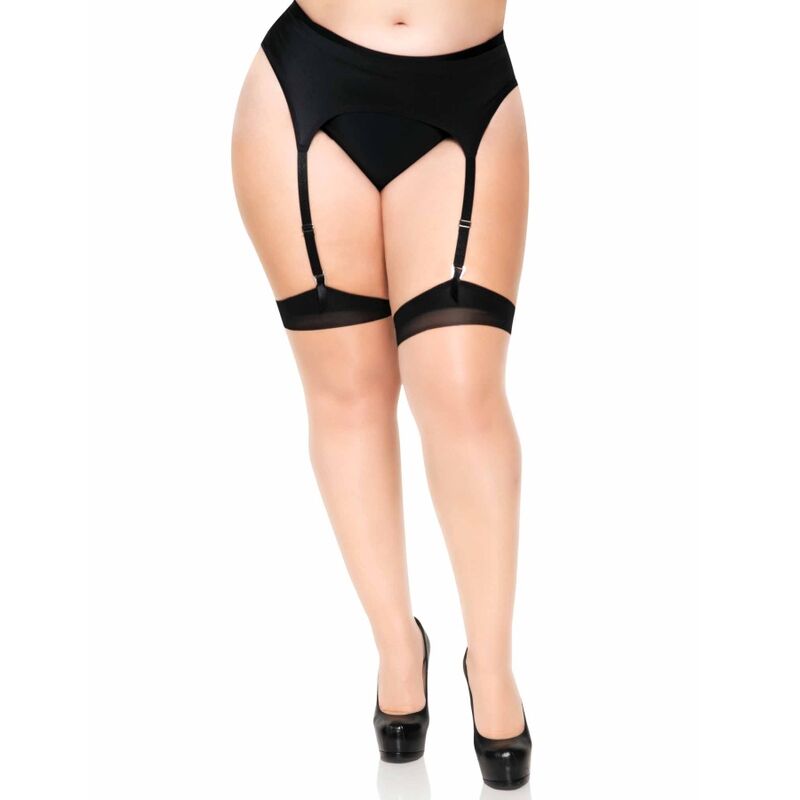 LEG AVENUE - PLUS LYCRA SHEER 2 TONE THIGH HIGH WITH BACKSEAM AND CUBAN HEEL - My naughty haven #