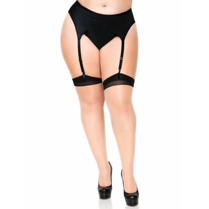 LEG AVENUE - PLUS LYCRA SHEER 2 TONE THIGH HIGH WITH BACKSEAM AND CUBAN HEEL - My naughty haven #