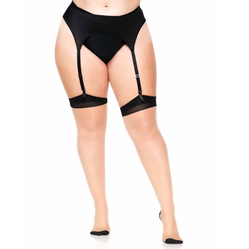 LEG AVENUE - PLUS LYCRA SHEER 2 TONE THIGH HIGH WITH BACKSEAM AND CUBAN HEEL - My naughty haven #
