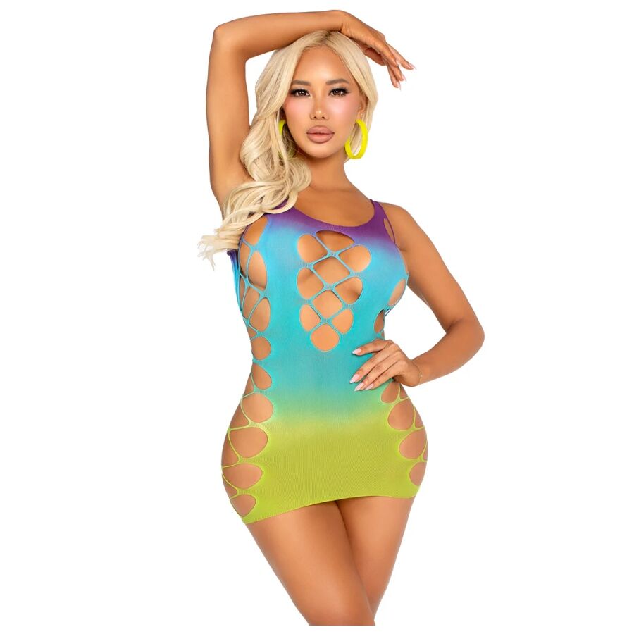 LEG AVENUE - SEAMLESS MINI DRESS WITH OPENINGS OCEAN - My naughty haven #