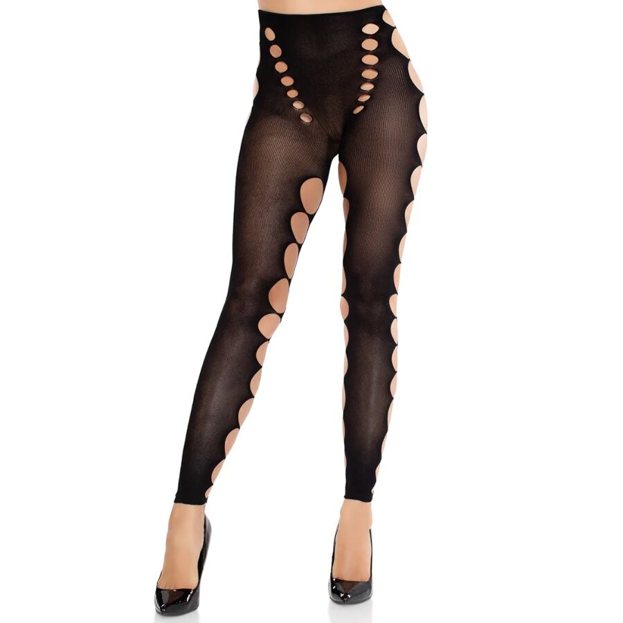 LEG AVENUE - SEAMLESS OPAQUE STOCKINGS WITH CUTOUT AT THE FEET BLACK - My naughty haven #