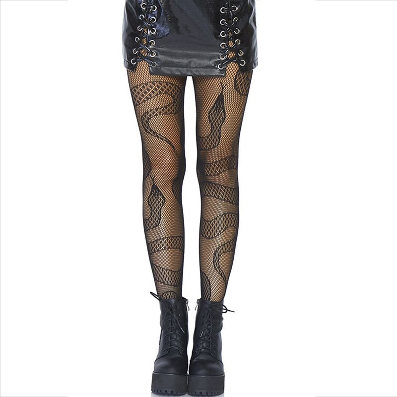 LEG AVENUE - STOCKINGS NET SNAKES BLACK - My naughty haven #