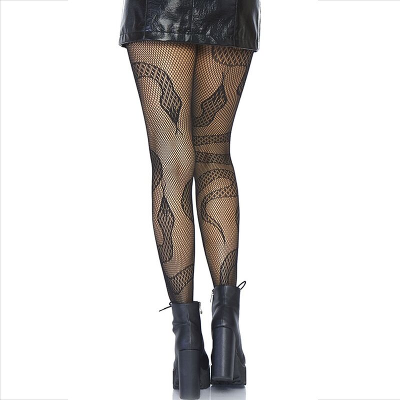 LEG AVENUE - STOCKINGS NET SNAKES BLACK - My naughty haven #