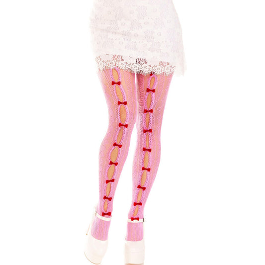 LEG AVENUE - STOCKINGS WITH OPENINGS HEART & BOWS WHITE - My naughty haven #