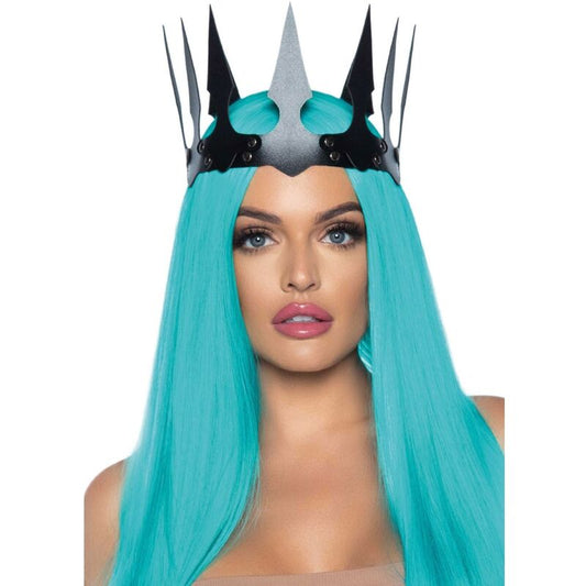 LEG AVENUE - SYNTHETIC LEATHER MALEFICENT CROWN WITH STUDS BLACK - My naughty haven #
