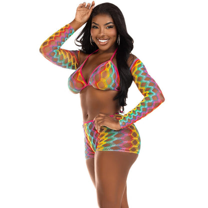 LEG AVENUE - THREE PIECE SET MULTICOLOR - My naughty haven #