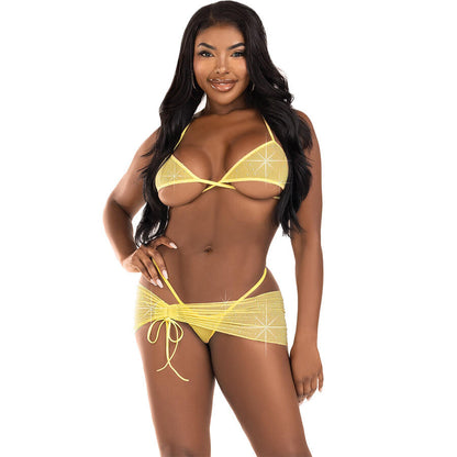 LEG AVENUE - THREE PIECES DIAMONDS SET PINK M/L - My naughty haven #