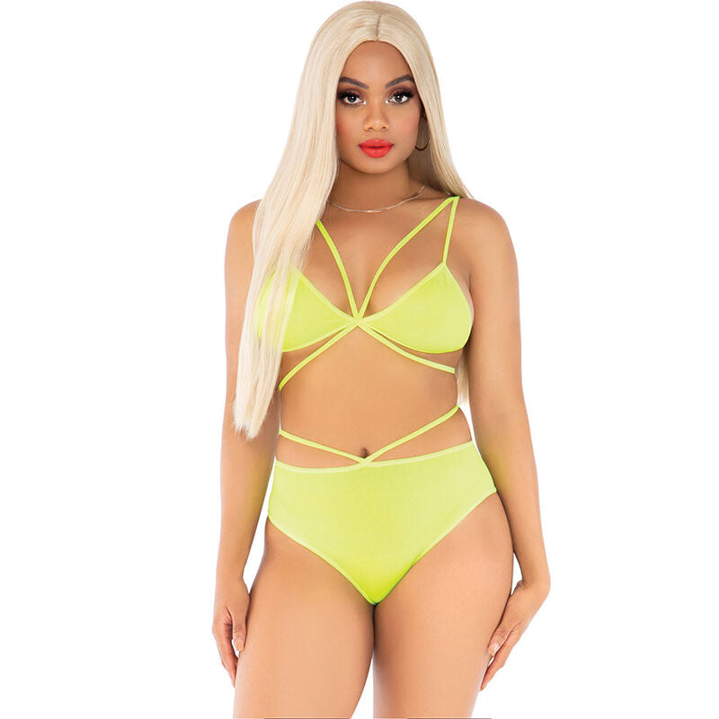 LEG AVENUE - TOP & PANTIES YELLOW WITH STRAPS - My naughty haven #