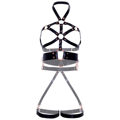 LEG AVENUE - VEGAN LEATHER GRIP BODY HARNESS BLACK S - My naughty haven #