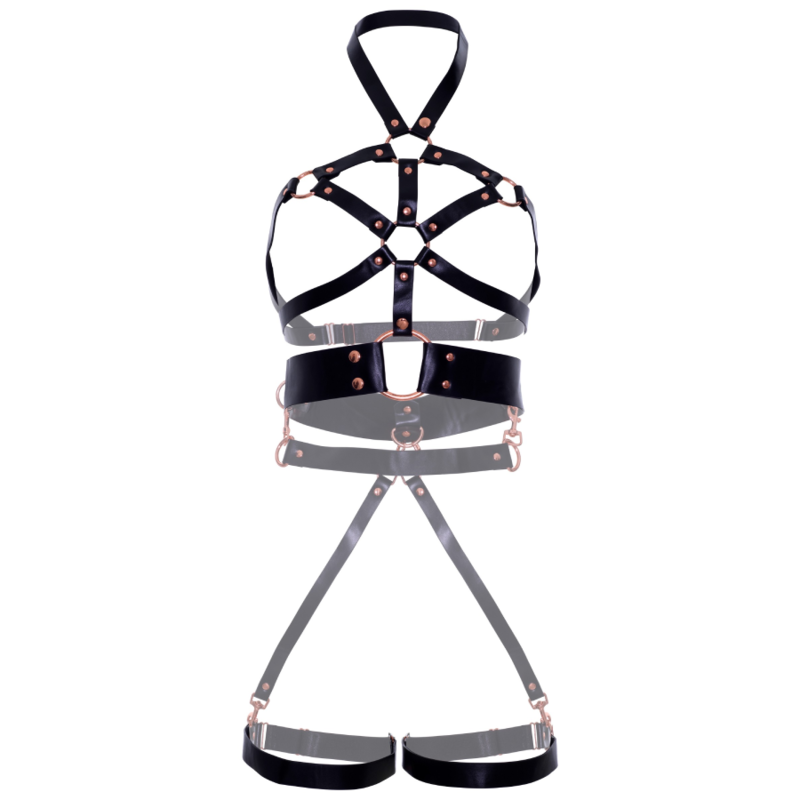 LEG AVENUE - VEGAN LEATHER GRIP BODY HARNESS BLACK S - My naughty haven #