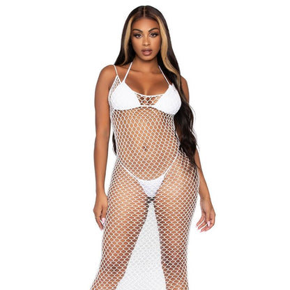 LEG AVENUE - WOVEN TWIST NET MAXI DRESS ONE SIZE - My naughty haven #