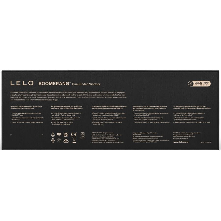 LELO - BOOMERANG DOUBLE ENDED VIBRATOR CERISE - My naughty haven #