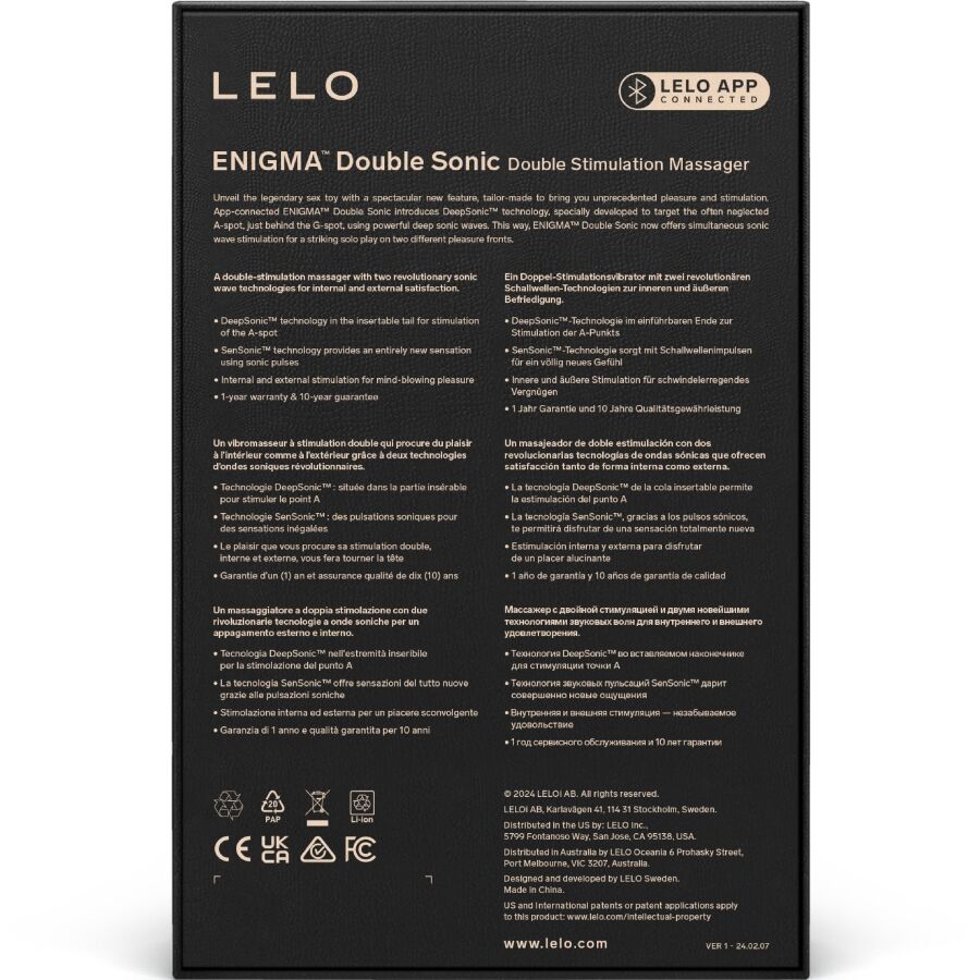 LELO - ENIGMA DOUBLE SONIC VIBRATOR POINT G CYBER PURPLE - My naughty haven #