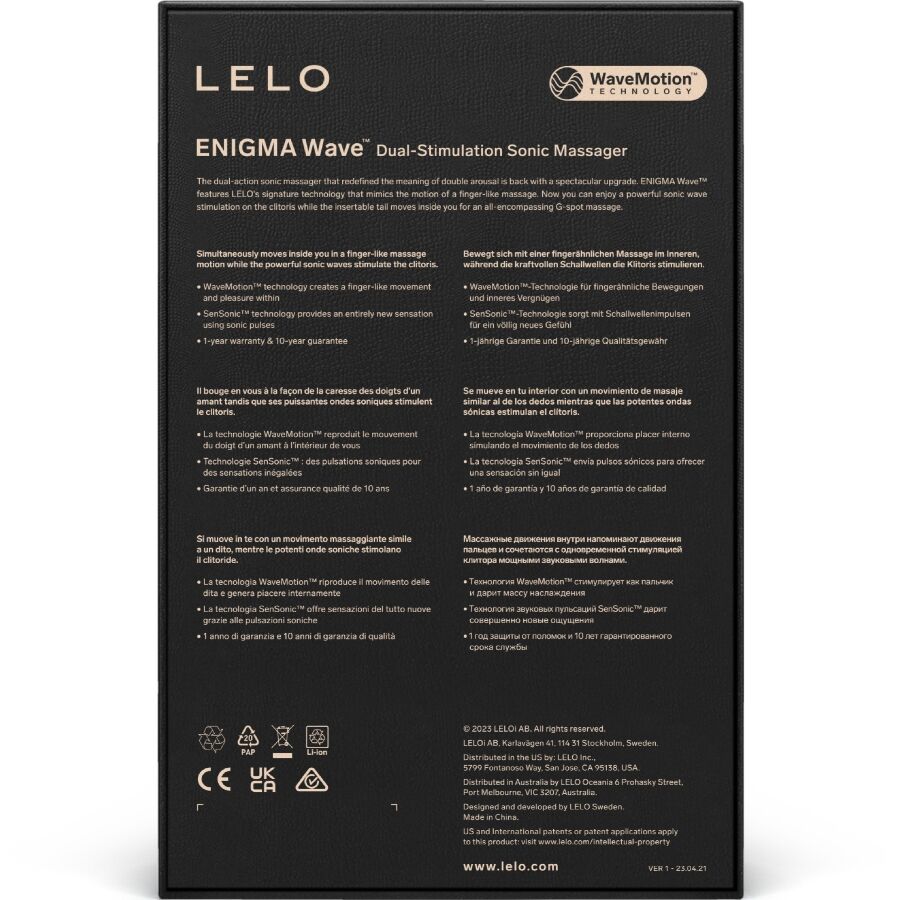LELO - ENIGMA WAVE TRIPLE VIBRATION MASSAGER BLACK - My naughty haven #