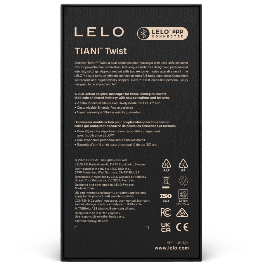 LELO - TIANI TWIST COUPLES VIBRATOR FOAM - My naughty haven #
