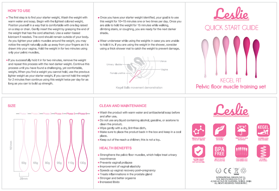 LESLIE - KEGEL FIT PELVIC MUSCLE TRAINING SET 6 WEIGHTS - My naughty haven #