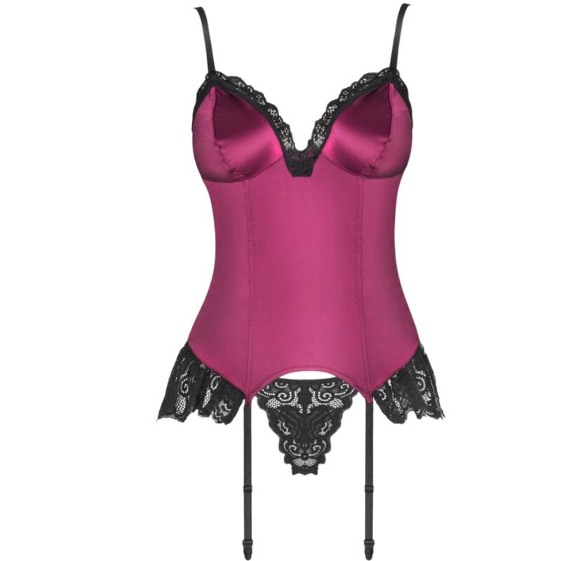 LIVCO CORSETTI FASHION - AGRAFENA CF 90436 CORSET + THONG BURGUNDY S/M - My naughty haven #