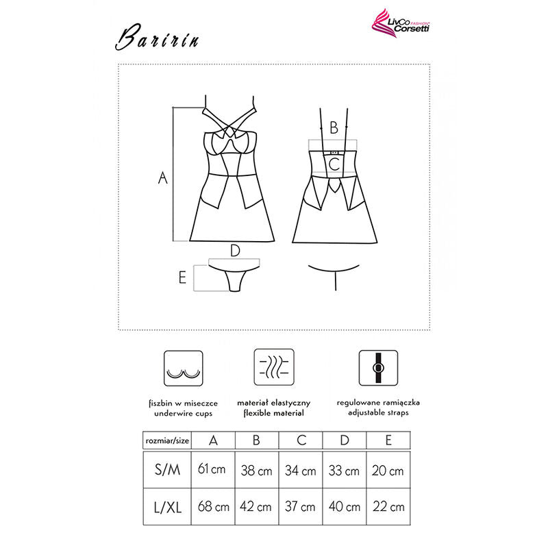 LIVCO CORSETTI FASHION - BARIRIN LC 90633 SHIRT + PANTY BLACK L/XL - My naughty haven #