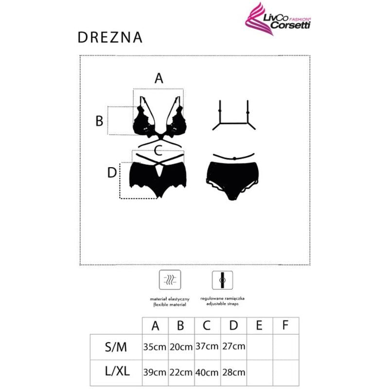 LIVCO CORSETTI FASHION - DREZNA LC 90733 BRA + PANTY BLACK - My naughty haven #