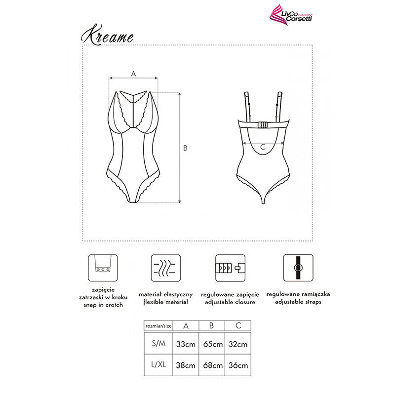 LIVCO CORSETTI FASHION - KREAME LC 90546 BODY BLACK L/XL - My naughty haven #