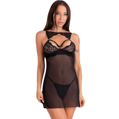 LIVCO CORSETTI FASHION - KROLINA LC 90734 CHEMISE + THONG BLACK S/M - My naughty haven #