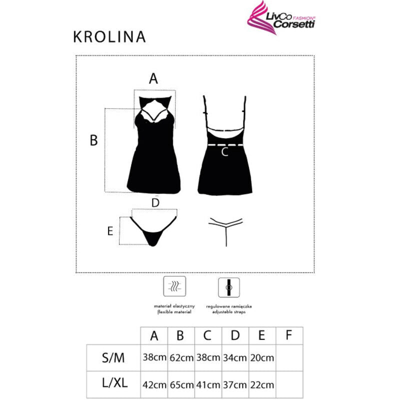 LIVCO CORSETTI FASHION - KROLINA LC 90734 CHEMISE + THONG BLACK S/M - My naughty haven #