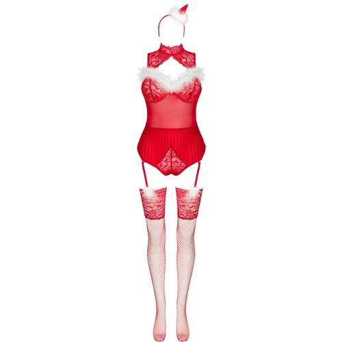 LIVCO CORSETTI FASHION - LIMPID SNOWFLAKES LC 90604 BODY + STOCKINGS + CHRISTMAS HEADBAND S/M - My naughty haven #