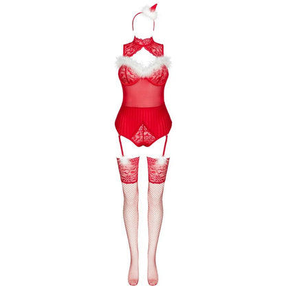 LIVCO CORSETTI FASHION - LIMPID SNOWFLAKES LC 90604 BODY + STOCKINGS + CHRISTMAS HEADBAND S/M - My naughty haven #