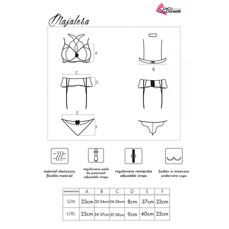 LIVCO CORSETTI FASHION - MAJALESA LC 90526 BRA + GARTER BELT + PANTY BLACK L/XL - My naughty haven #