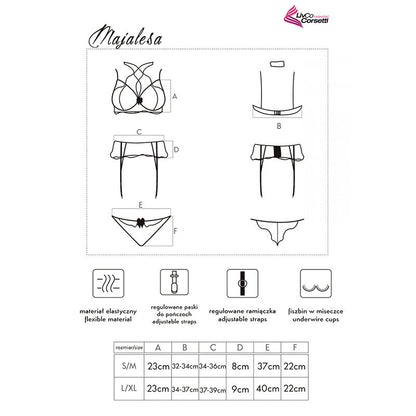 LIVCO CORSETTI FASHION - MAJALESA LC 90526 BRA + GARTER BELT + PANTY BLACK L/XL - My naughty haven #