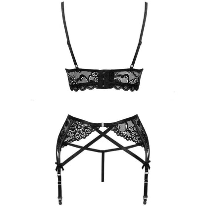 LIVCO CORSETTI FASHION - MORIDAM LC 90552 BRA + GARTER BELT + PANTY NEGRO L/XL - My naughty haven #