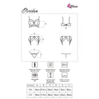 LIVCO CORSETTI FASHION - MORIDAM LC 90552 BRA + GARTER BELT + PANTY NEGRO L/XL - My naughty haven #