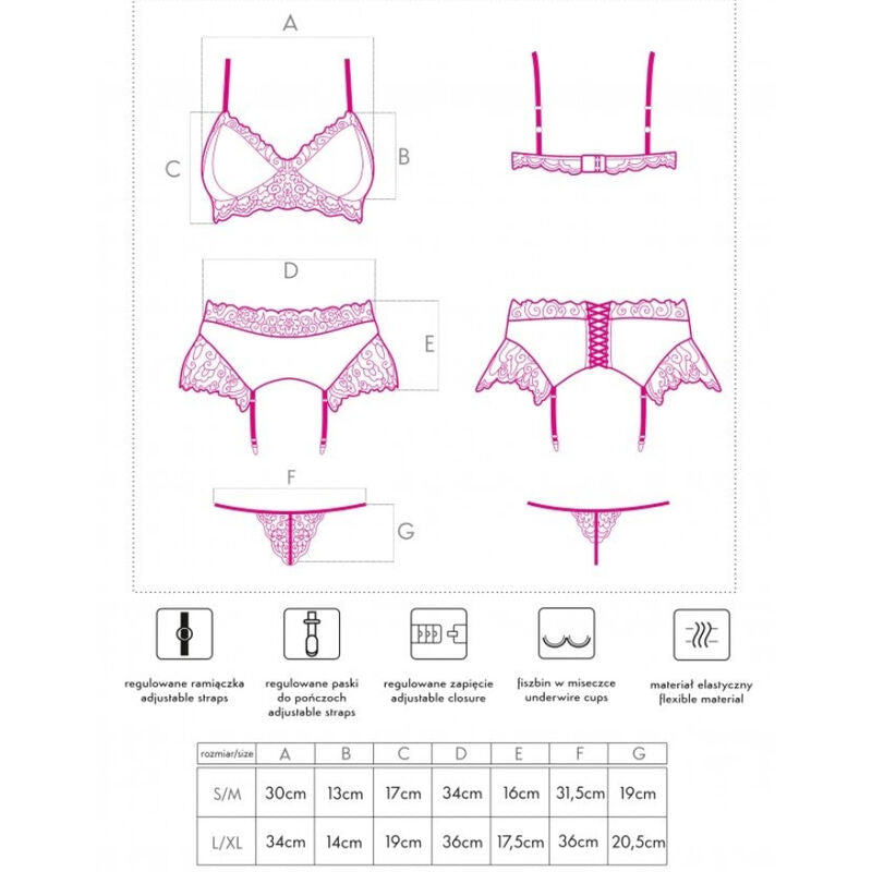 LIVCO CORSETTI FASHION - NAHIR LC 20214 BRA + PANTY + GARTER BELT S/M - My naughty haven #
