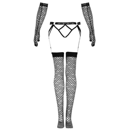LIVCO CORSETTI FASHION - NEMALIA SET GARTER + STOCKINGS + GLOVES BLACK - My naughty haven #