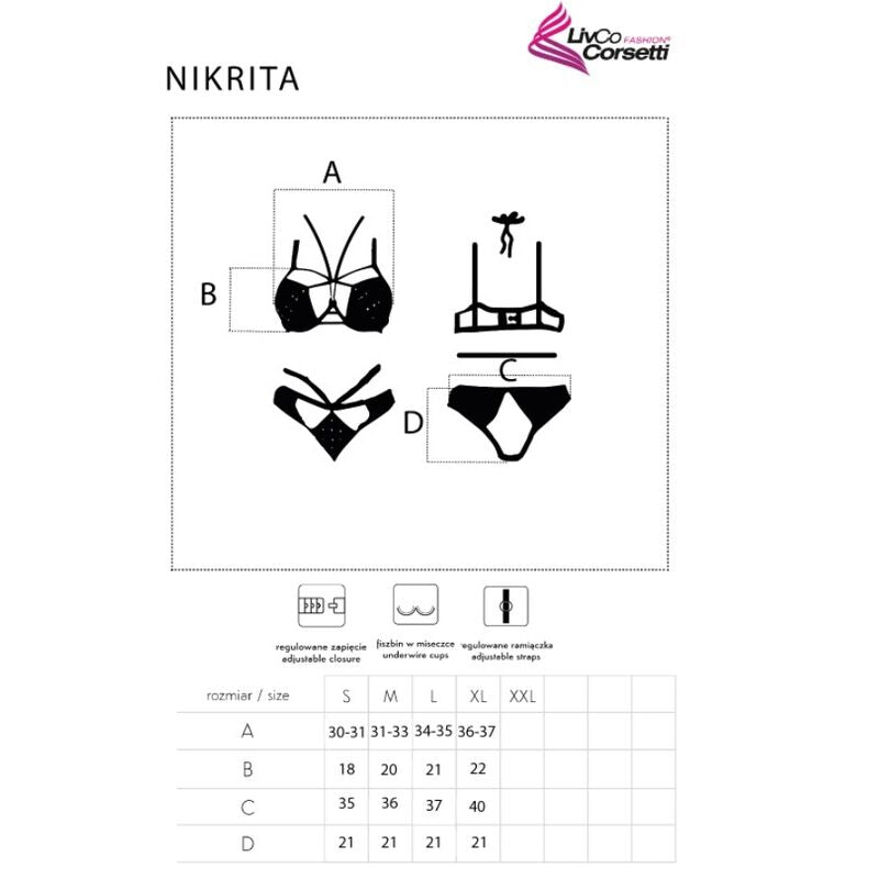 LIVCO CORSETTI FASHION - NIKRITA LC 90647 BRA + PANTIES BLACK M - My naughty haven #