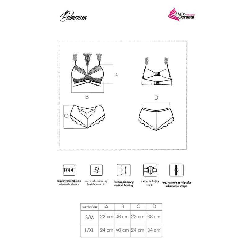 LIVCO CORSETTI FASHION - PALMENOM LC 90614 BRA + PANTY BLACK L/XL - My naughty haven #