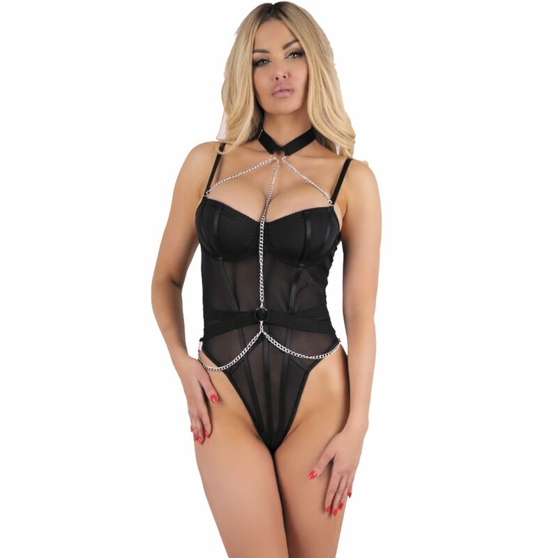 LIVCO CORSETTI FASHION - RUBIKA LC XG079 BODY WITH CHOKER BLACK L - My naughty haven #