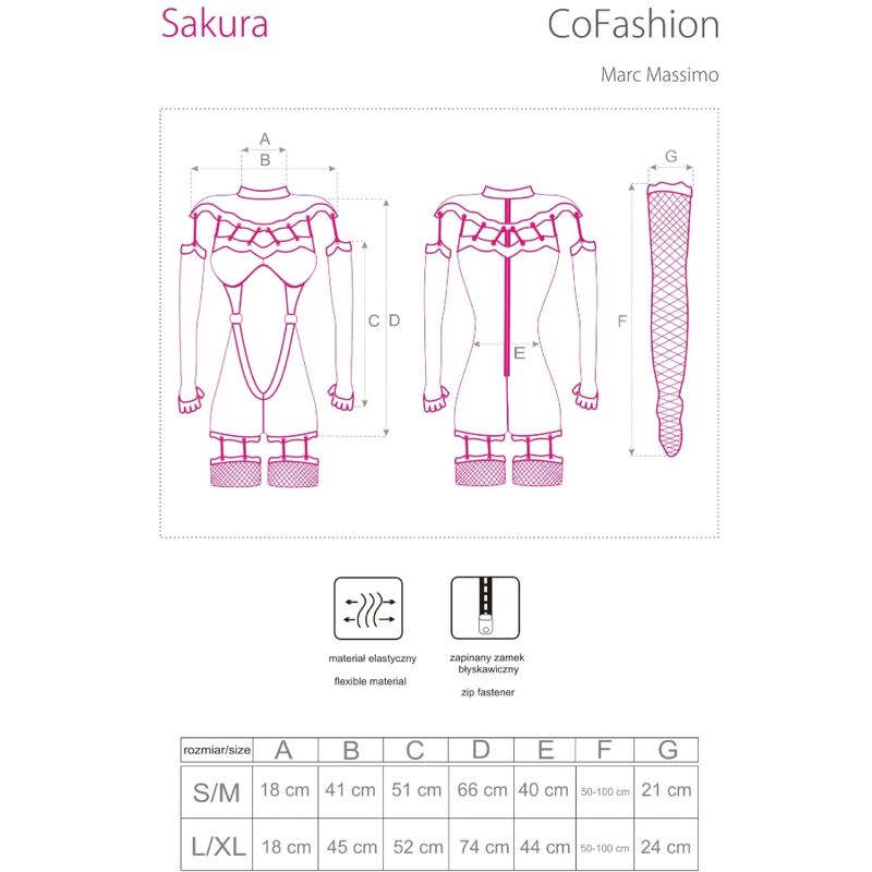 LIVCO CORSETTI FASHION - SAKURA CF 90357 JUMPSUIT + LONG GLOVES + GARTER BELT BLACK L/XL - My naughty haven #