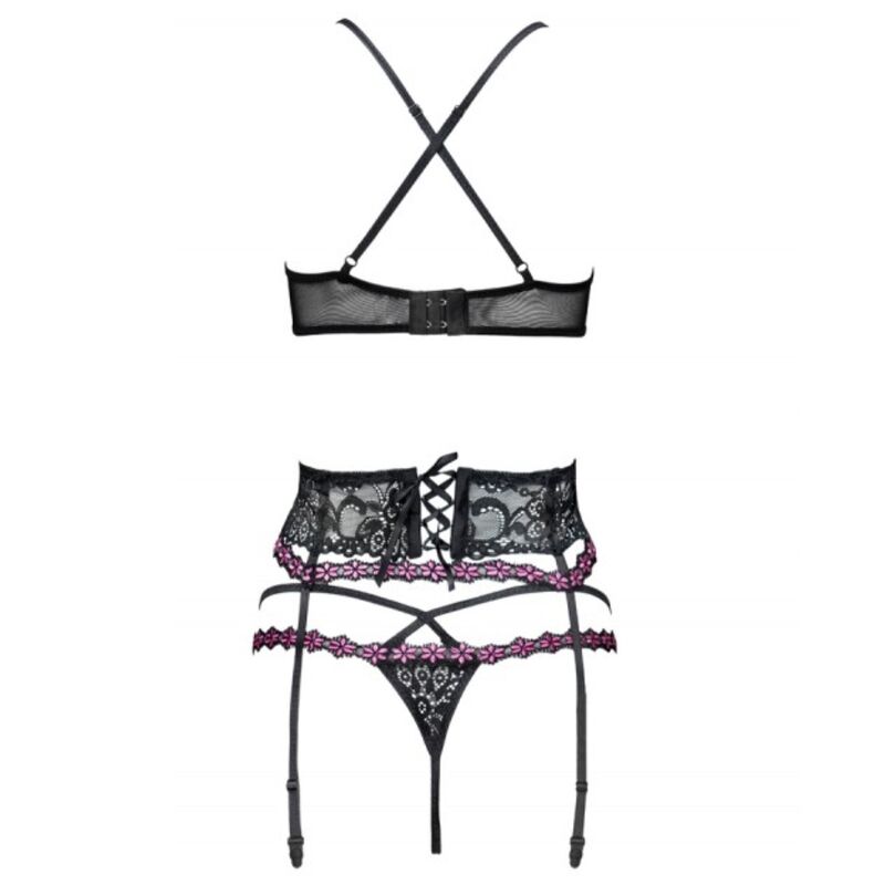 LIVCO CORSETTI FASHION - SNEHANA LC 90443 BRA + GARTER BELT + PANTY BLACK L/XL - My naughty haven #