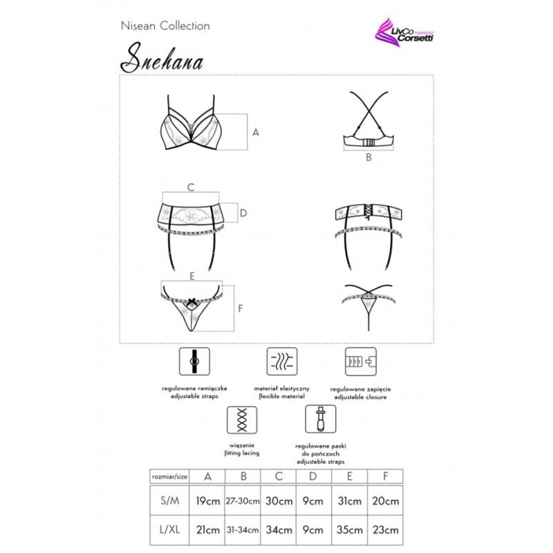 LIVCO CORSETTI FASHION - SNEHANA LC 90443 BRA + GARTER BELT + PANTY BLACK L/XL - My naughty haven #