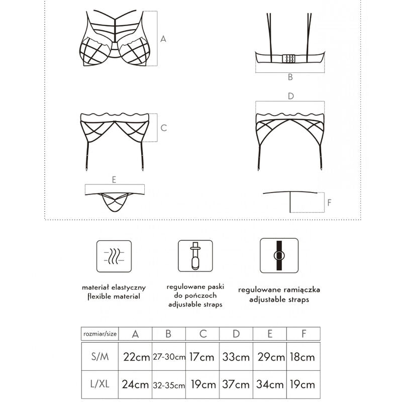 LIVCO CORSETTI FASHION - SOLEDAD LC 20217 BRA + PANTY + GARTER BELT S/M - My naughty haven #