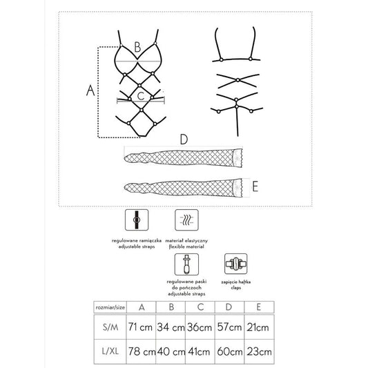 LIVCO CORSETTI FASHION - КОМПЛЕКТ THIARA LC 20213 БОДИКю + ЧОРАПИ ЧЕРЕН S/M