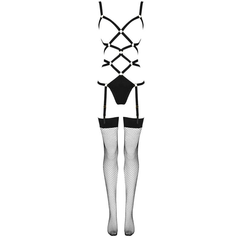 LIVCO CORSETTI FASHION - THIARA LC 20213 SET BODY + STOCKINGS BLACK S/M - My naughty haven #