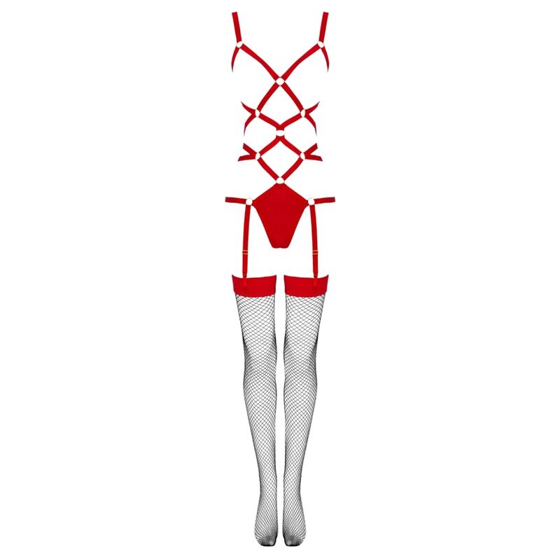 LIVCO CORSETTI FASHION - THIARA LC 20213 SET BODY + STOCKINGS RED S/M - My naughty haven #