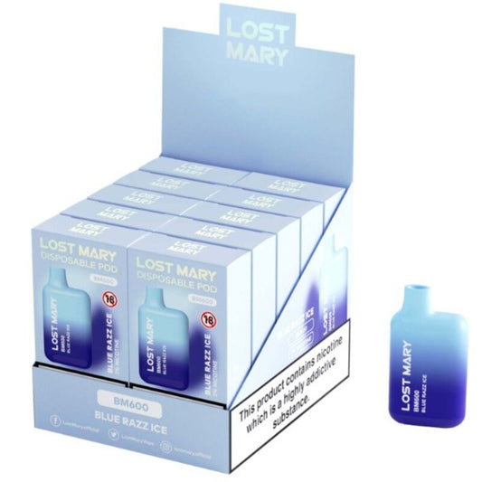 LOST MARY - BM600 NICOTINE VAPER 2% DISPOSABLE BLUE RAZZ ICE - My naughty haven #