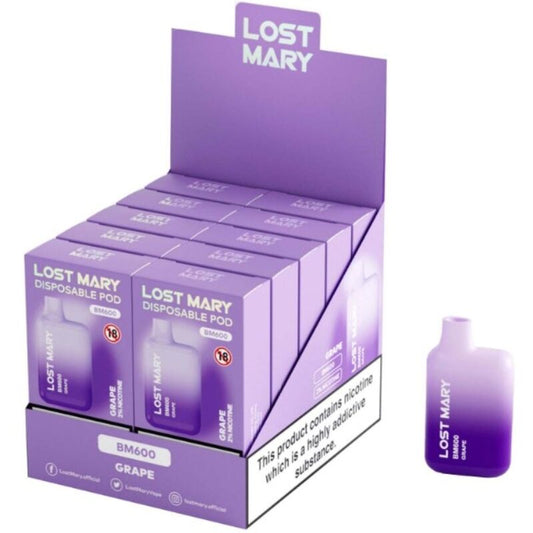 LOST MARY - BM600 NICOTINE VAPER 2% DISPOSABLE GRAPE - My naughty haven #