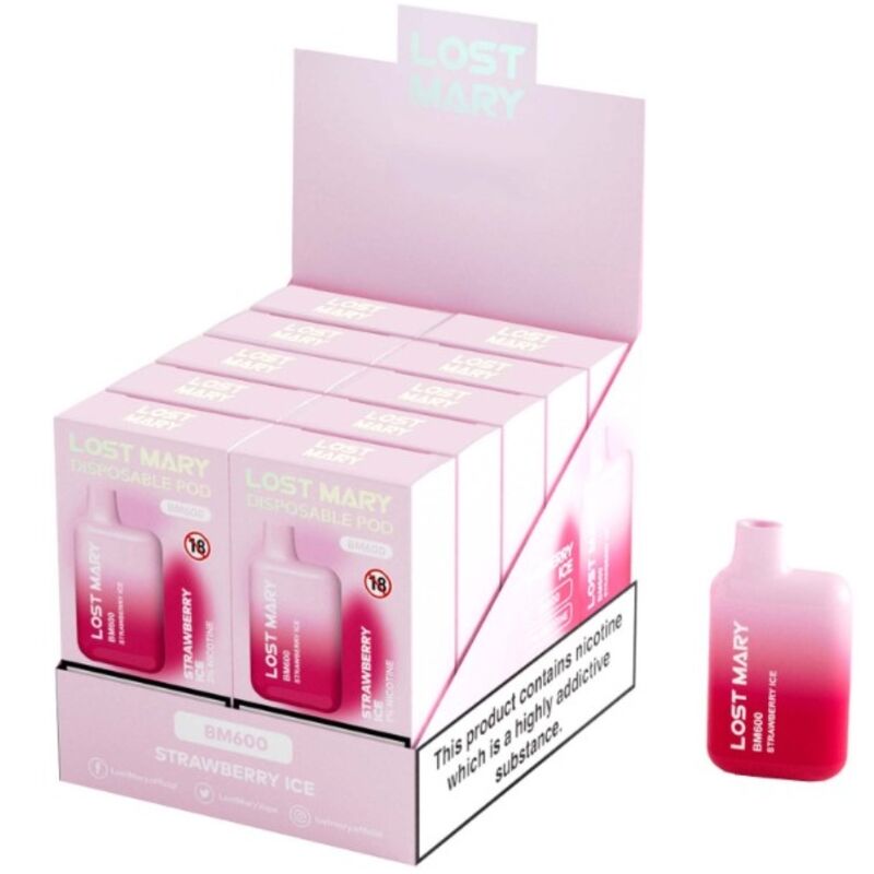 LOST MARY - BM600 NICOTINE VAPER 2% DISPOSABLE STRAWBERRY ICE - My naughty haven #