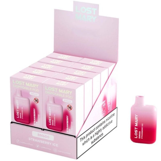 LOST MARY - BM600 NICOTINE VAPER 2% DISPOSABLE STRAWBERRY ICE - My naughty haven #